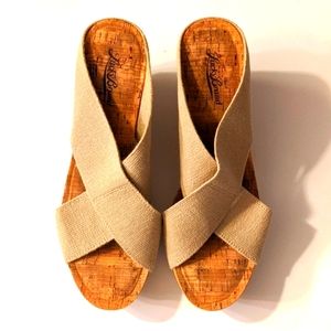 Lucky Brand Natural Base Linen elastic wedges